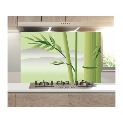 Panou bucatarie, protectie plita, aragaz, antistropire, print UV model Bambus cu Fundal Deschis