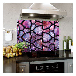 Panou bucatarie, protectie plita, aragaz, antistropire, print UV model Textura Pietre Violet