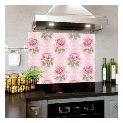 Panou bucatarie, protectie plita, aragaz, antistropire, print UV model Textura Trandafiri Roz