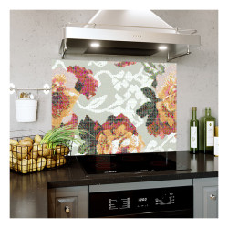 Panou bucatarie, protectie plita, aragaz, antistropire, print UV model Aspect Floral Pixelat