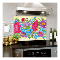 Panou bucatarie, protectie plita, aragaz, antistropire, print UV model Tapet Floral Color
