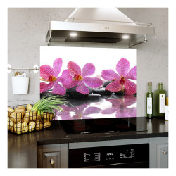 Panou bucatarie, protectie plita, aragaz, antistropire, print UV model 4 Floricele Mov