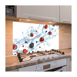Panou antistropire pentru bucatarie, sticla securizata, model Splash Capsuni