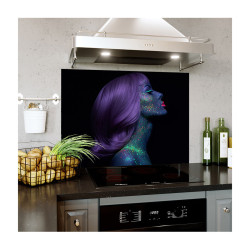 Panou antistropire pentru bucatarie, sticla securizata, model Women Purple