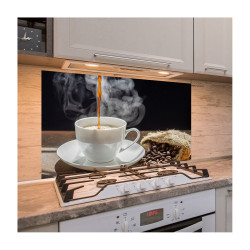 Panou antistropire pentru bucatarie, sticla securizata, model Cafea Fierbinte