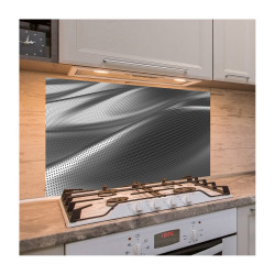 Panou antistropi bucatarie, sticla securizata, model Abstract Catifea Alb-Neagra