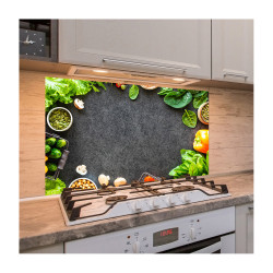 Panou antistropire pentru bucatarie, sticla securizata, model Ingrediente Verzi