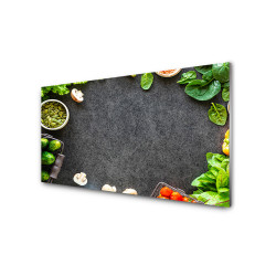 Panou antistropire pentru bucatarie, sticla securizata, model Ingrediente Verzi
