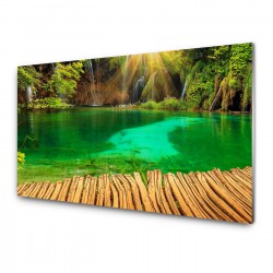 Panou antistropire pentru bucatarie, sticla securizata, model Fundal Cascada