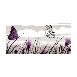 Panou bucatarie, protectie plita, aragaz, antistropire, print UV model Fluturi Noantati Mov-Alb