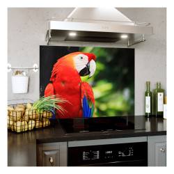 Panou bucatarie, protectie plita, aragaz, antistropire, print UV model Papagal Macaw Rosu Panou bucatarie, protectie plita, aragaz, antistropire, print UV model Papagal Macaw Rosu