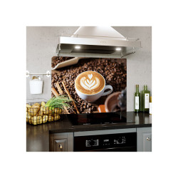 Panou sticla securizata bucatarie, protectie plita, antistropire, Cappucino