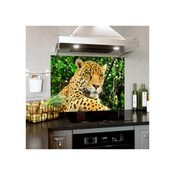 Panou decorativ bucatarie,sticla securizata, protectie plita, print UV Jaguar