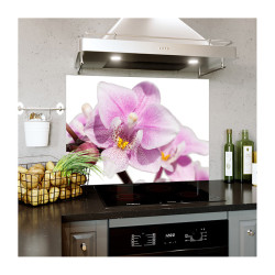 Panou decorativ din sticla securizata protectie plita, antistropire, model Orhidee