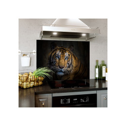 Panou decorativ bucatarie, sticla securizata, protectie plita, print UV, Tigru